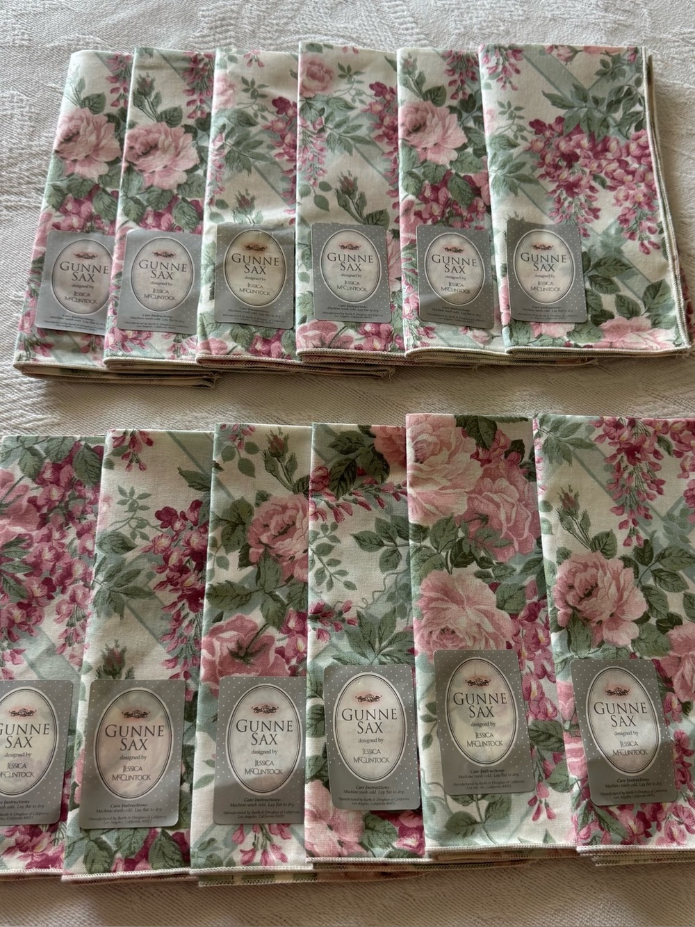 Vintage Gunne Sax Jessica McClintock Rare Floral Napkins Set of 12 Cottagecore